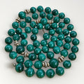 14k Vintage 57-Bead Natural Malachite Necklace with Solid 14K Gold Clasp