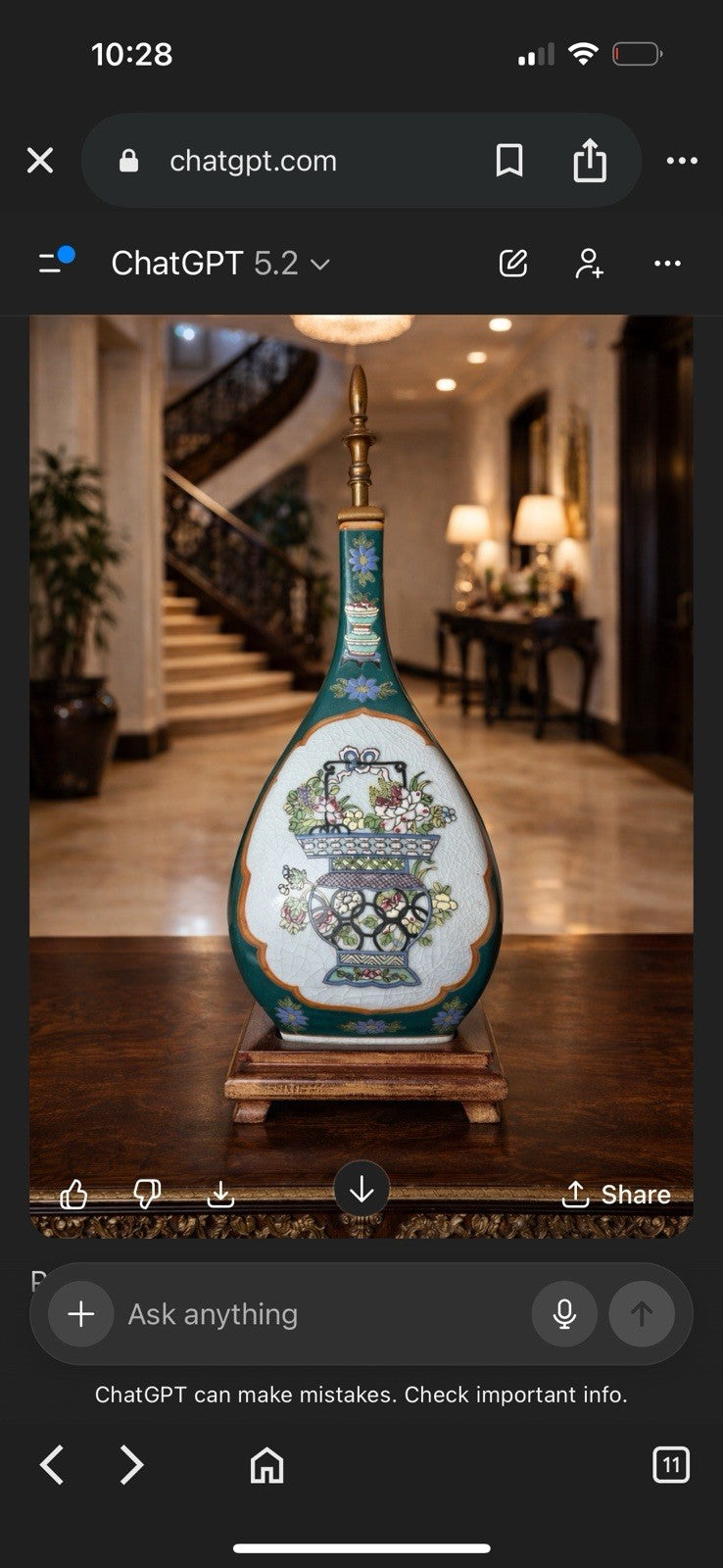 Chinese Famille Verte Crackle Glaze Vase Lamp Qing Style Marked Antique