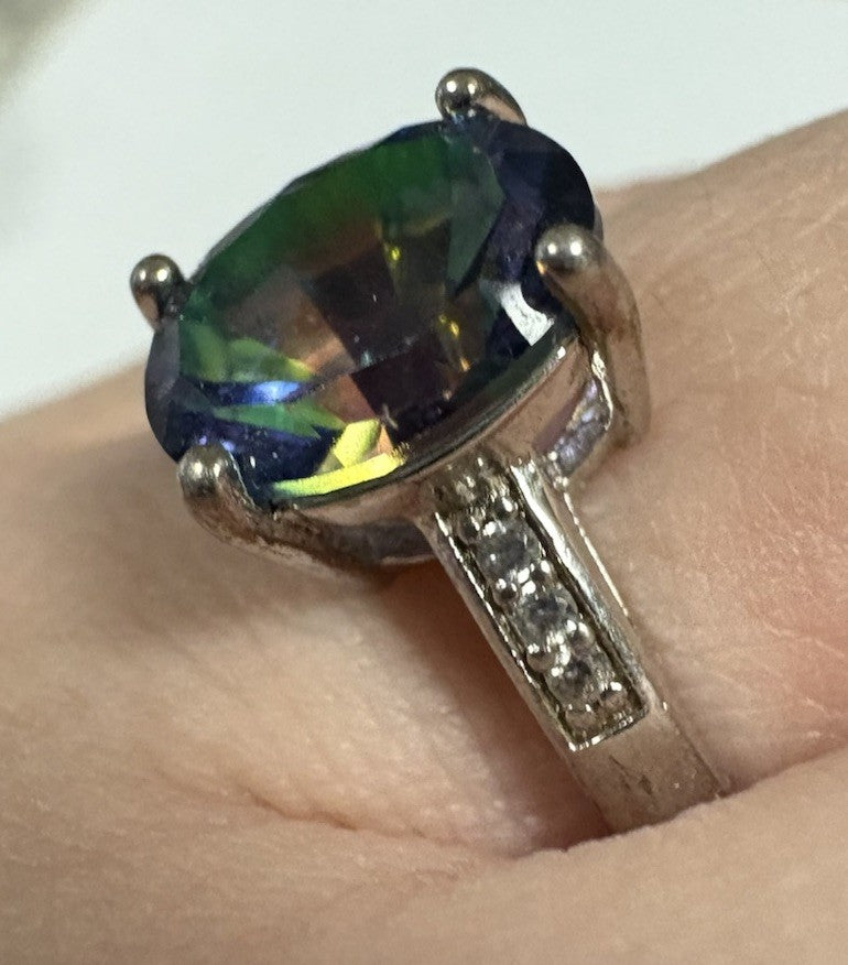 Mystic Topaz Ring Sterling Silver Jewelry  Size 7.75