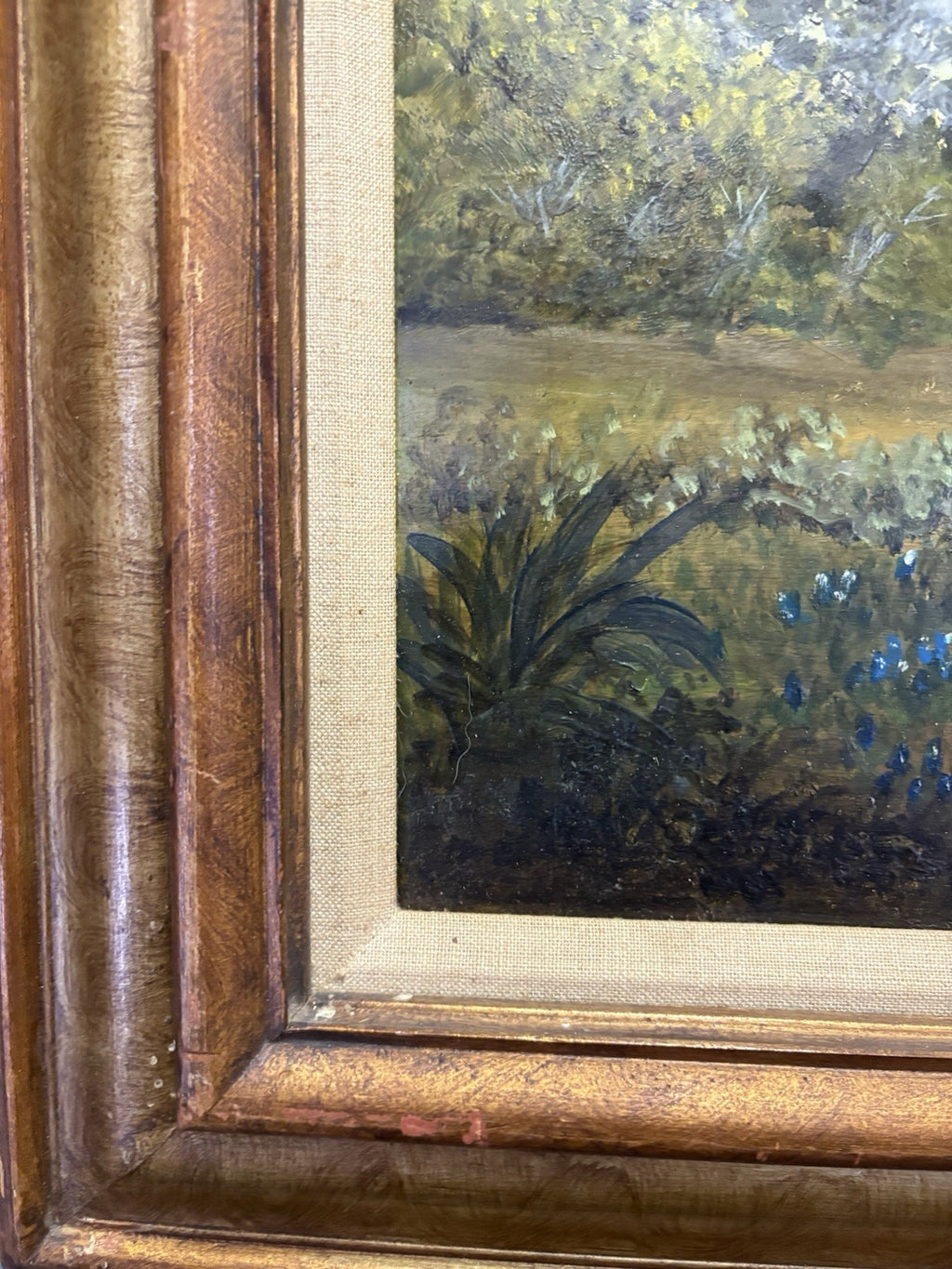VINTAGE OIL CANVAS LANDSCAPE PAINTING SIGNED Lillian Brunner Hatterman