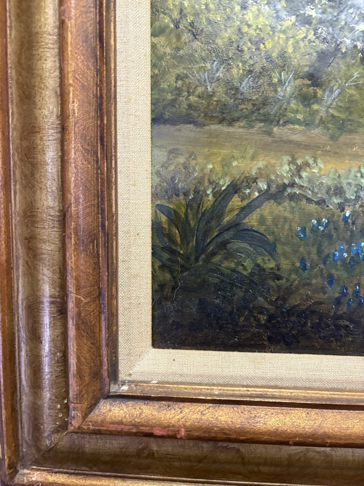 VINTAGE OIL CANVAS LANDSCAPE PAINTING SIGNED Lillian Brunner Hatterman