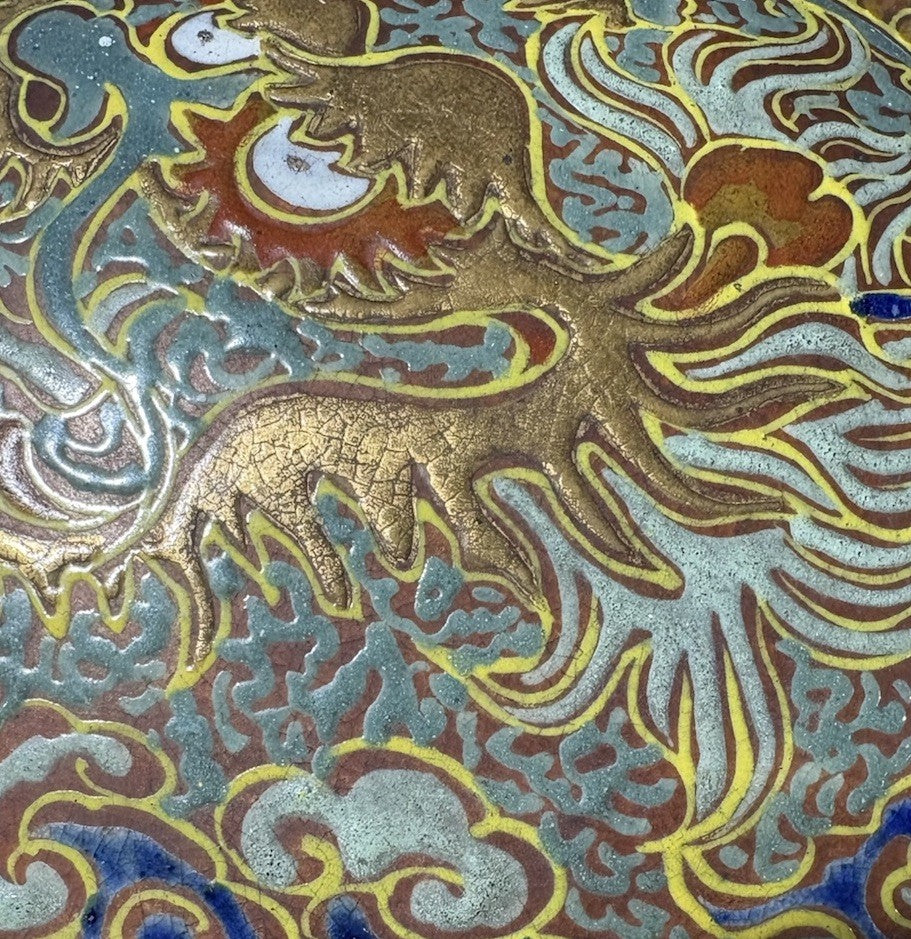 Large 1800s Satsuma Kinkozan Vase – Gilt Dragons, Phoenix, Roses, Heavy Enamel
