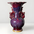 Antique Chinese 14” Porcelain  Jun Kiln Red Fambe Koi Bird Handle Marked Rsvd