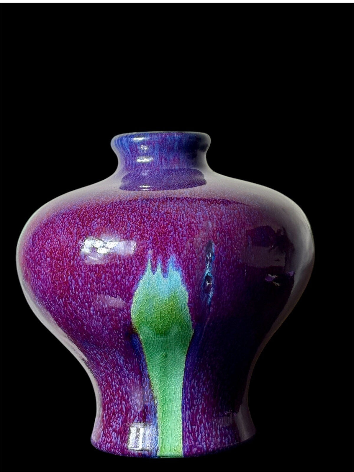 Unique Chinese Flambé Meiping Vase Blue/Purple/green/red 15”tall