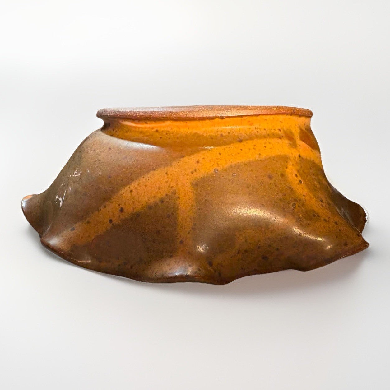 MCM Joel Edwards Studio Pottery Ruffled Bowl Signed Artisan Ceramic California