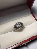 Antique Sterling Silver Diamond Ring Art Deco Size 6