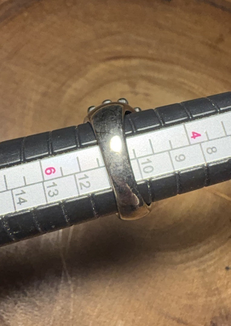 Vintage Italian 925 Sterling Silver Dome Cluster Ring with Blue Sapphire Sz 5 7g