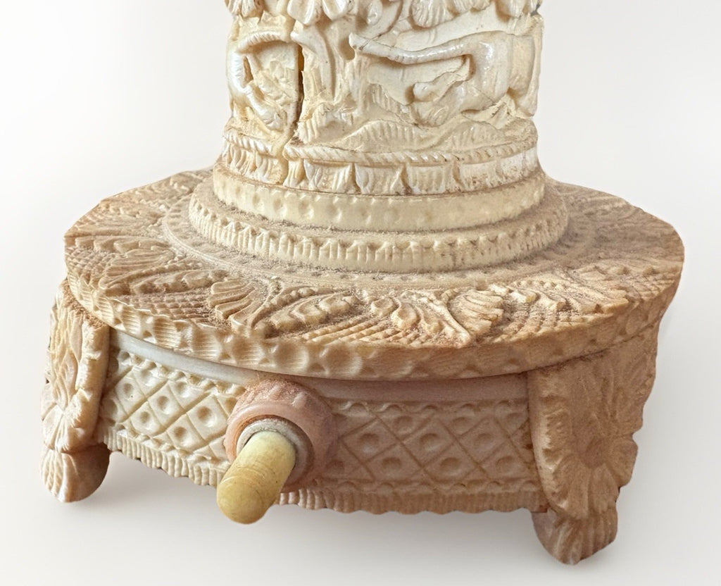 18” Antique Carved Asian Lamps Pair – European Plug, Original Bulbs Rare