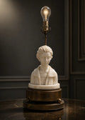 Italian Marble Bust Lamp Neoclassical Figural Bronze Base