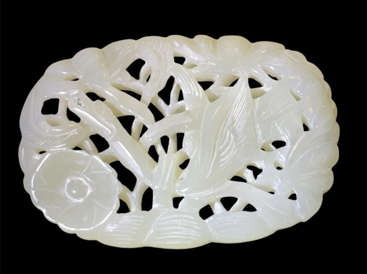 Antique Old Chinese Natural Jade Carved Plaque 43grams