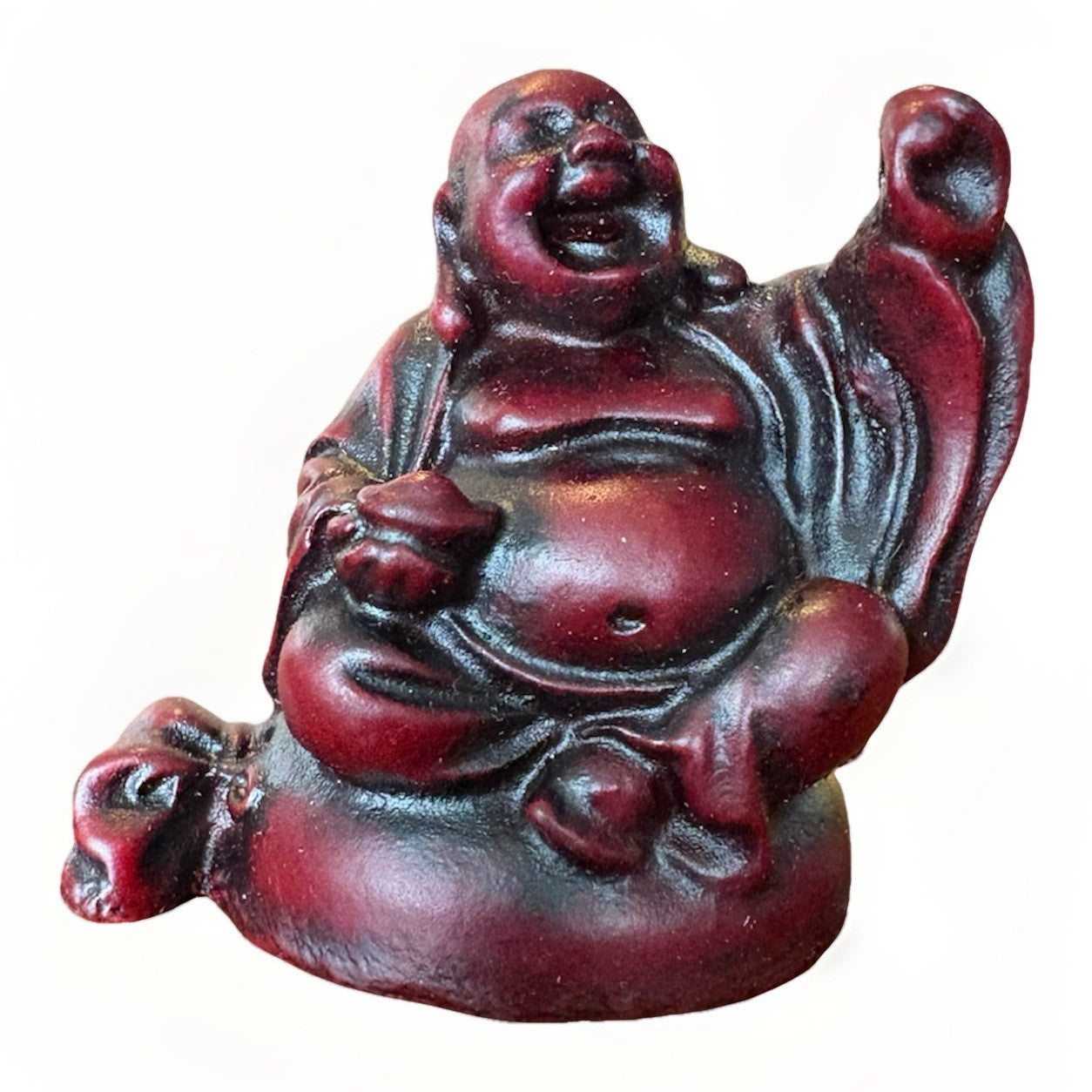 Mini Vintage Chinese Buddha Resin Laughing Statue Figurine Happy Figured