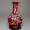23” Chinese Large Floor Vase Plum Blossom Scene With Birds