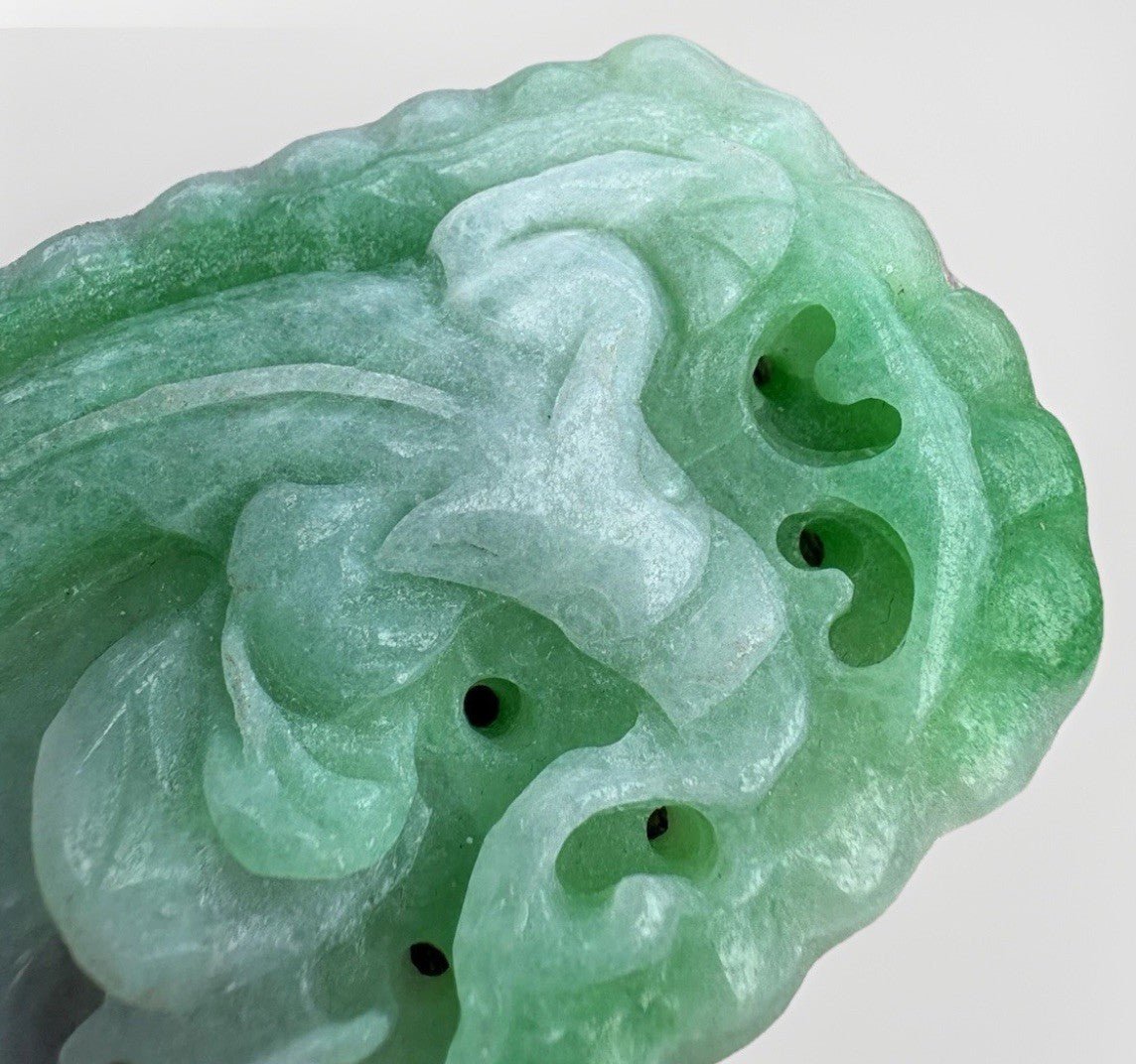 Antique Chinese Natural Jade Openwork Lotus Plaque Carving 143g Estate