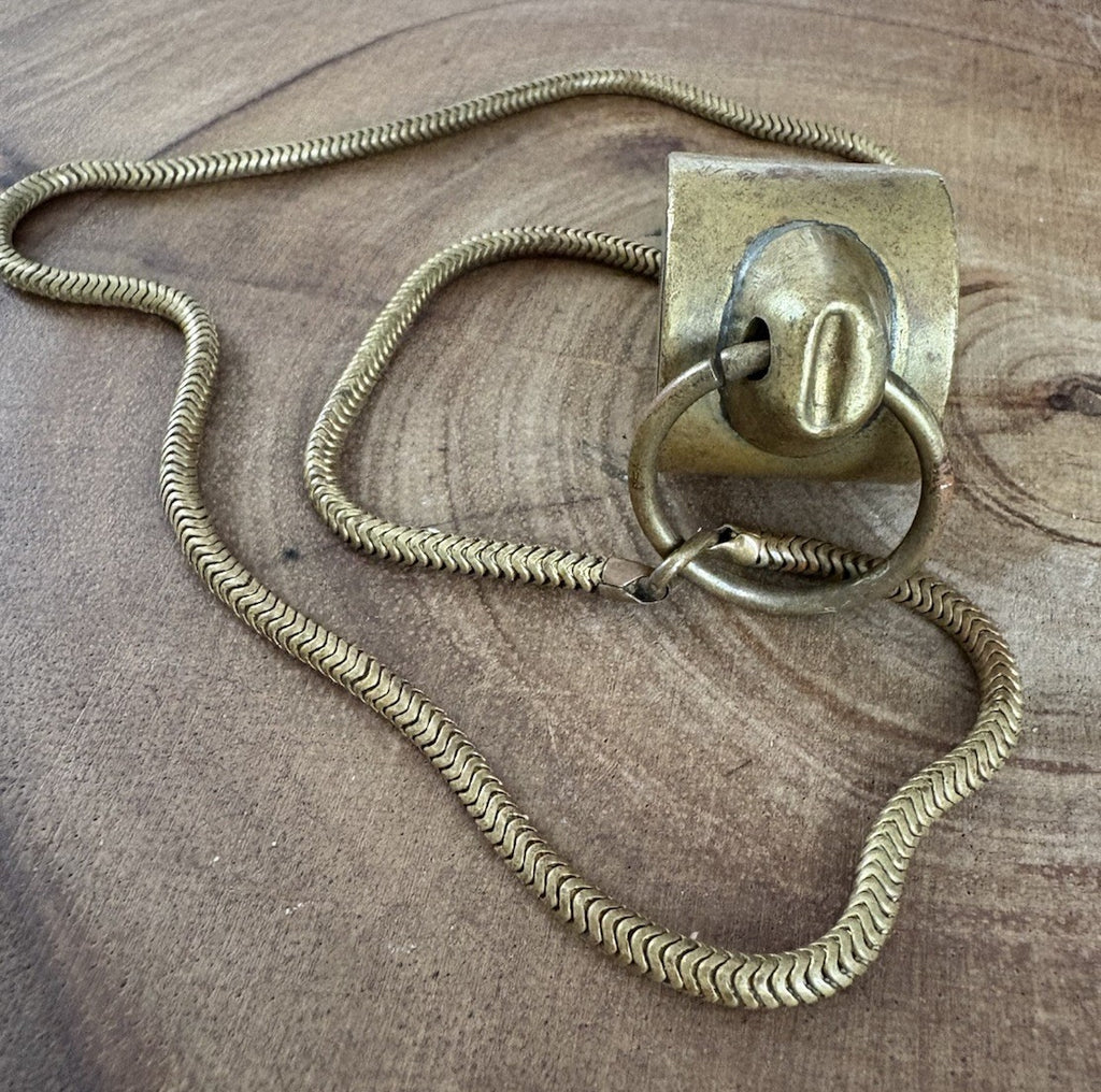 Vintage Solid Brass U.S. Army Regulation Military Whistle + Chain