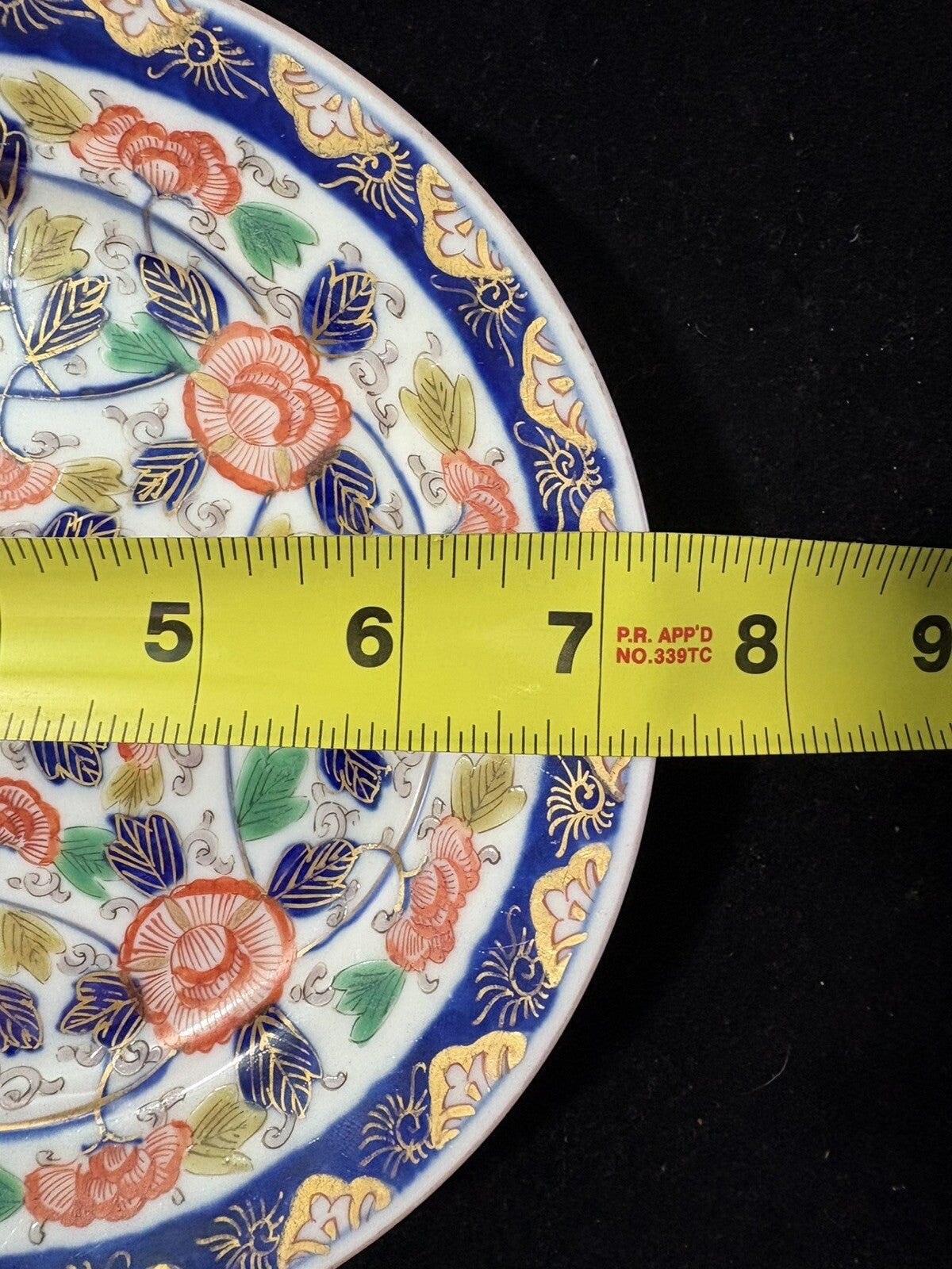 Antique Japanese Imari Porcelain Plate Orange And Gold Flower Decoration 7”