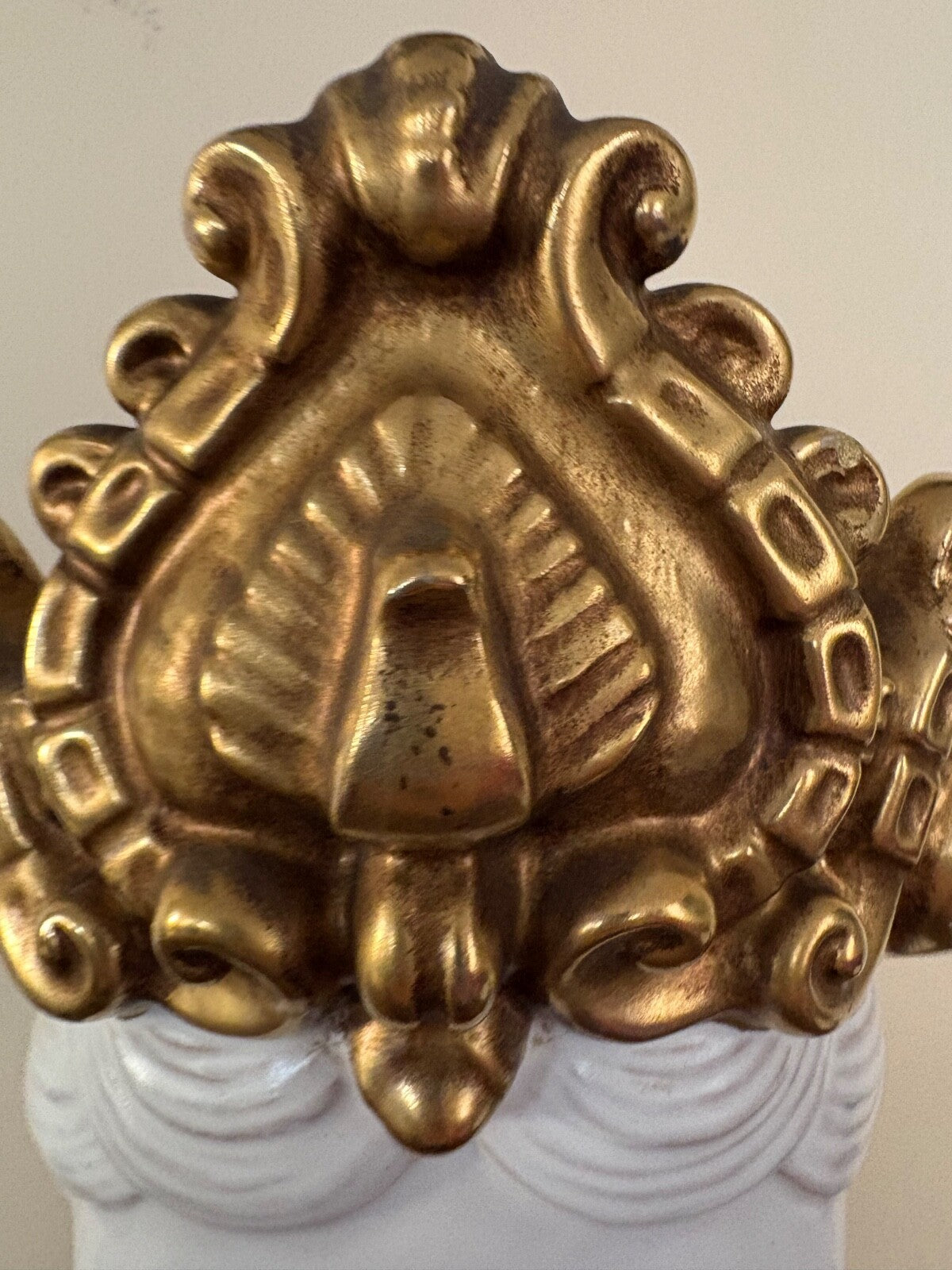 Vintage Italian Porcelain Buddha Bust Lamp Gilded Crown Hollywood Regency