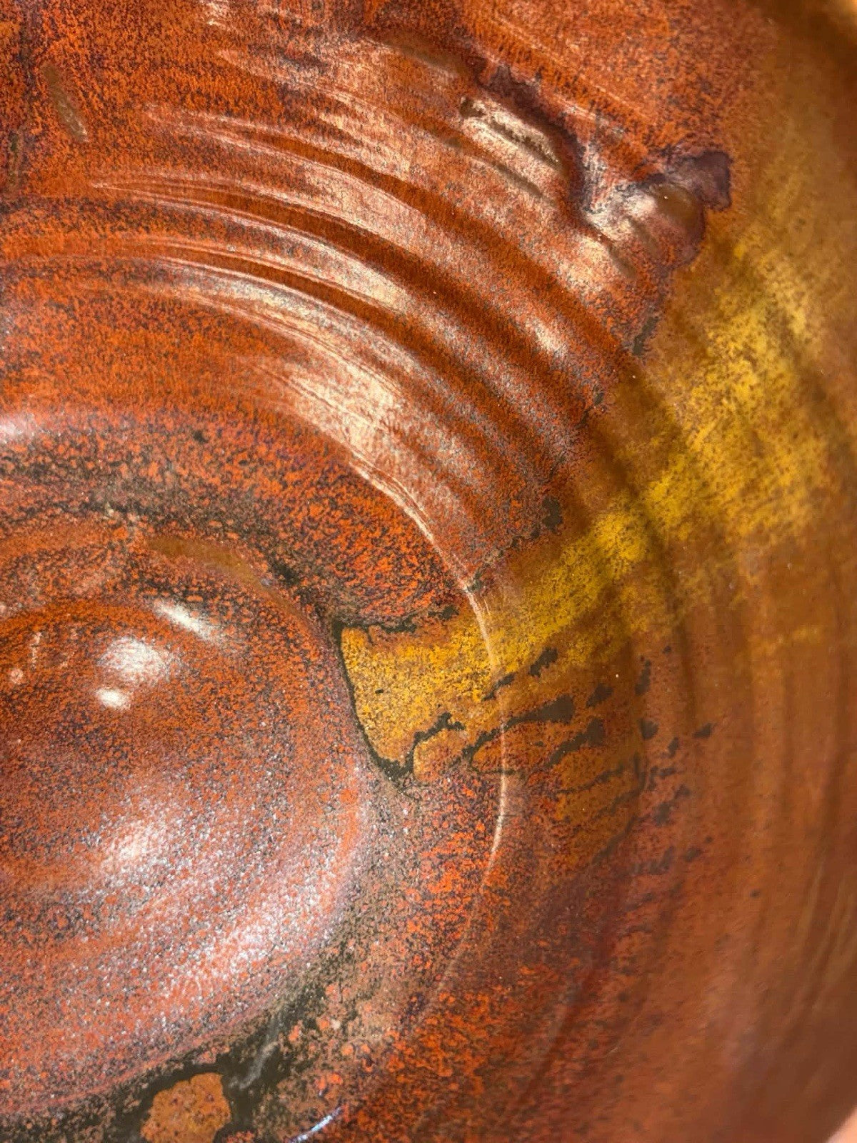 MCM Joel Edwards Studio Pottery Sculptural Handled Lava Glaze Bowl