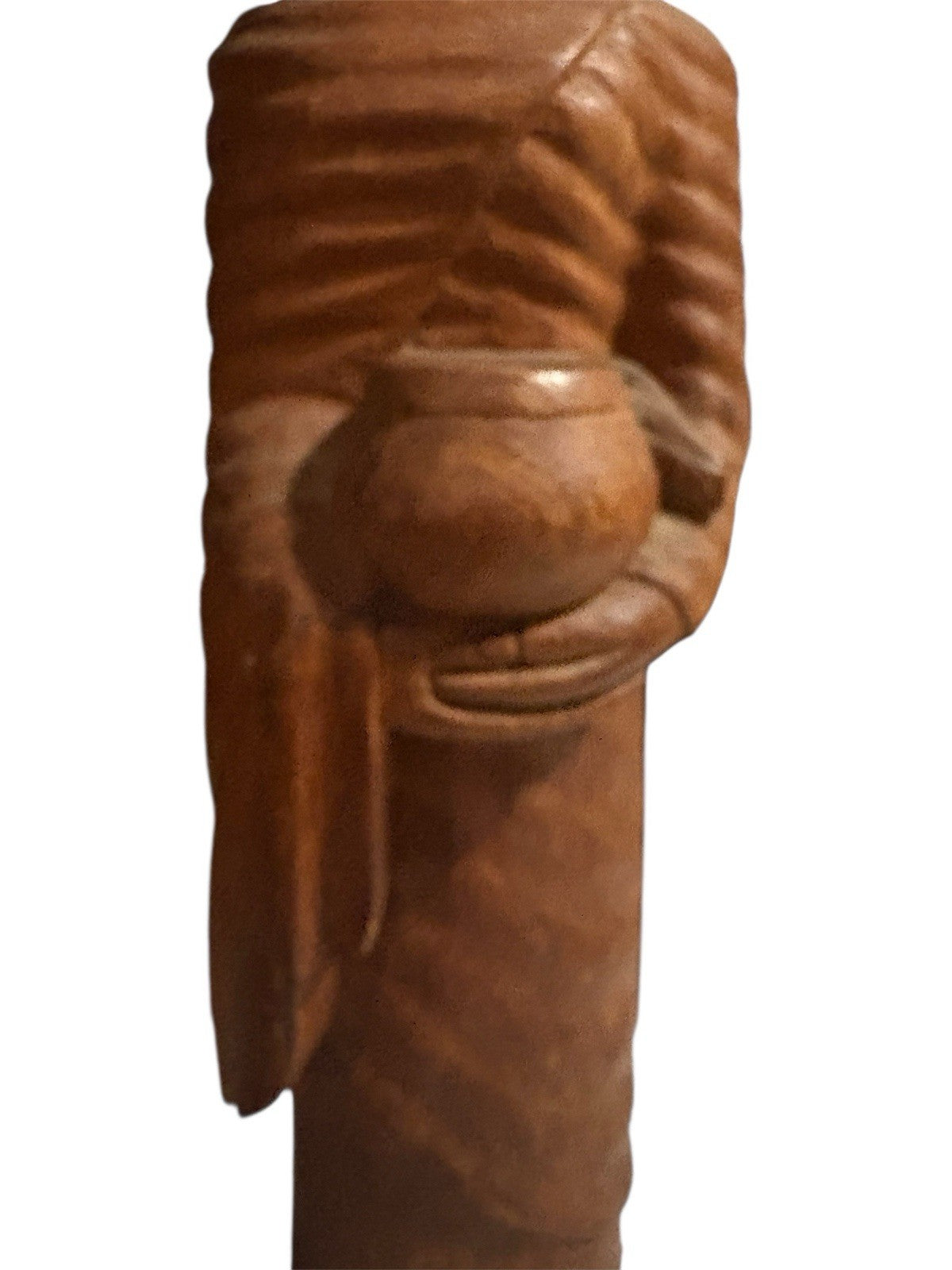 Hand Carved Wooden Buddhist Monk Statue 13” Thai Buddha Figure Alms Bowl