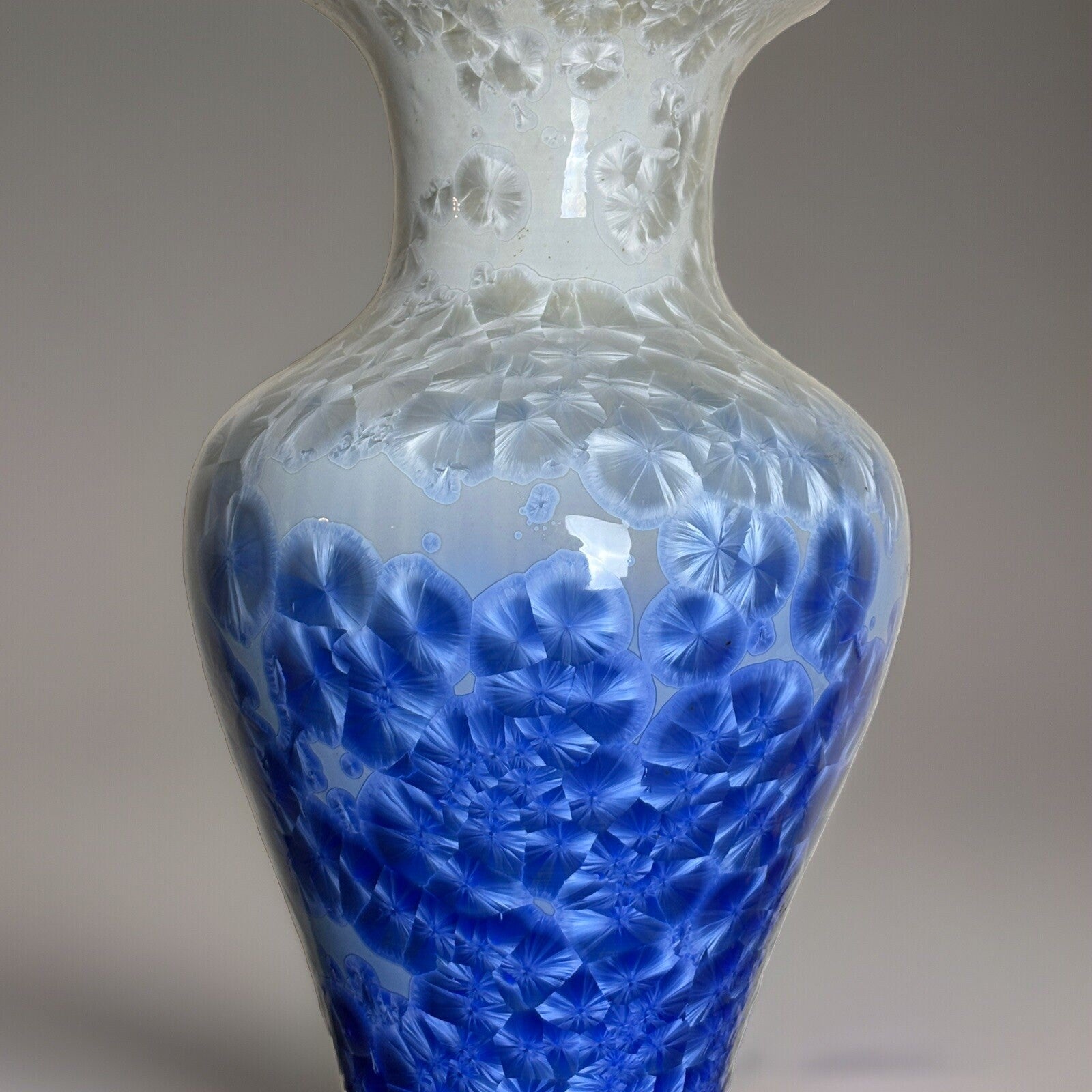 Vintage Chinese Porcelain Vase Shiwan Crystalline Glaze Vase 16” Tall