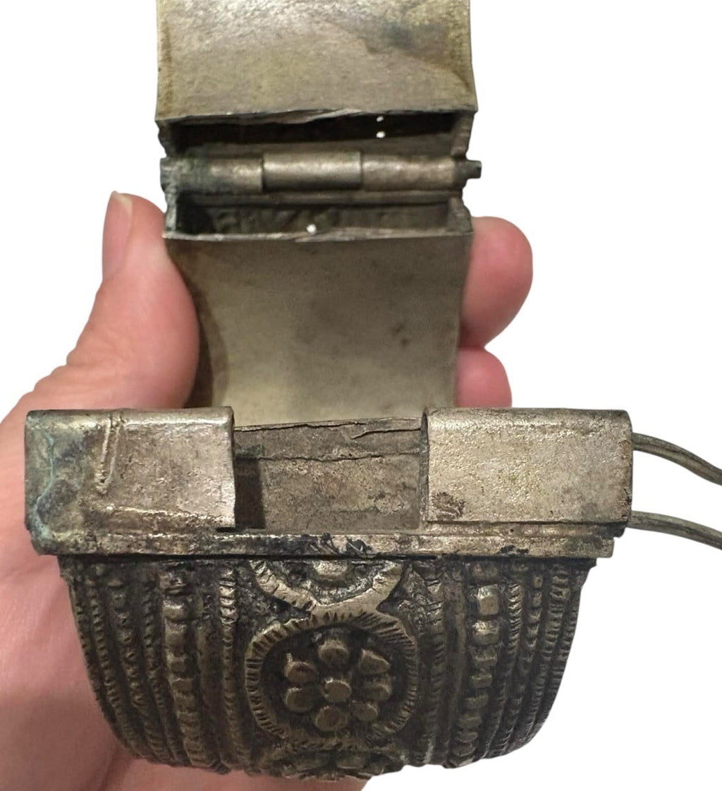 19th C Antique Ottoman / Berber Silver Hinged Tribal Cuff Bracelet