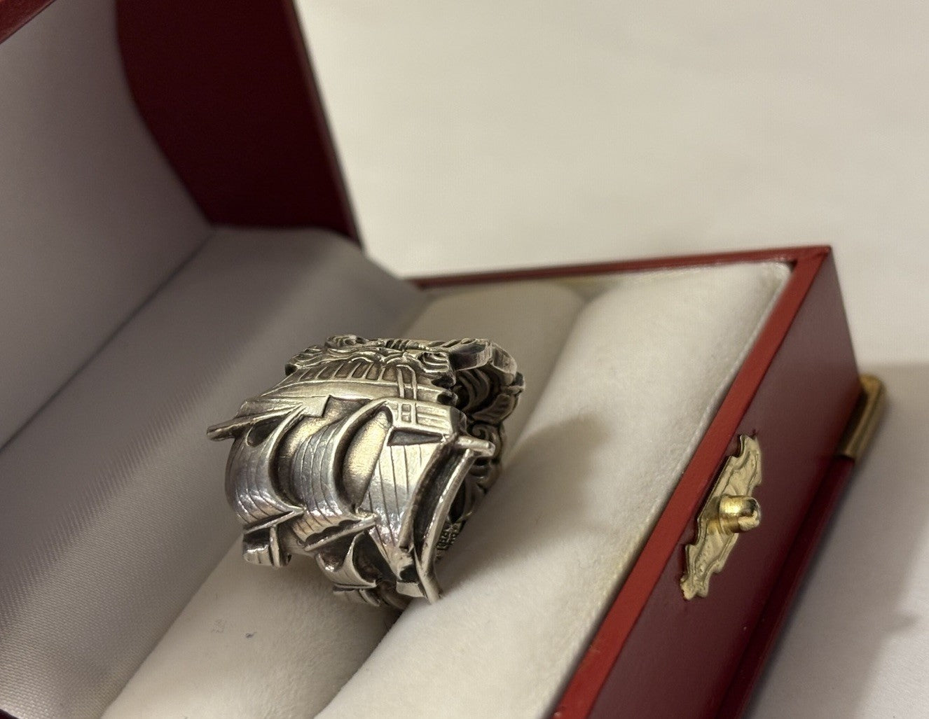 Vintage Sterling Silver Galleon Ship Ring – Sculptural Nautical Statement Size 7