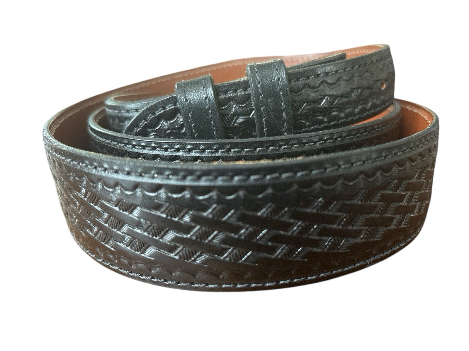 Tom Taylor Santa Fe Black Basket Stamped Western Cowhide Belt Strap Size 50