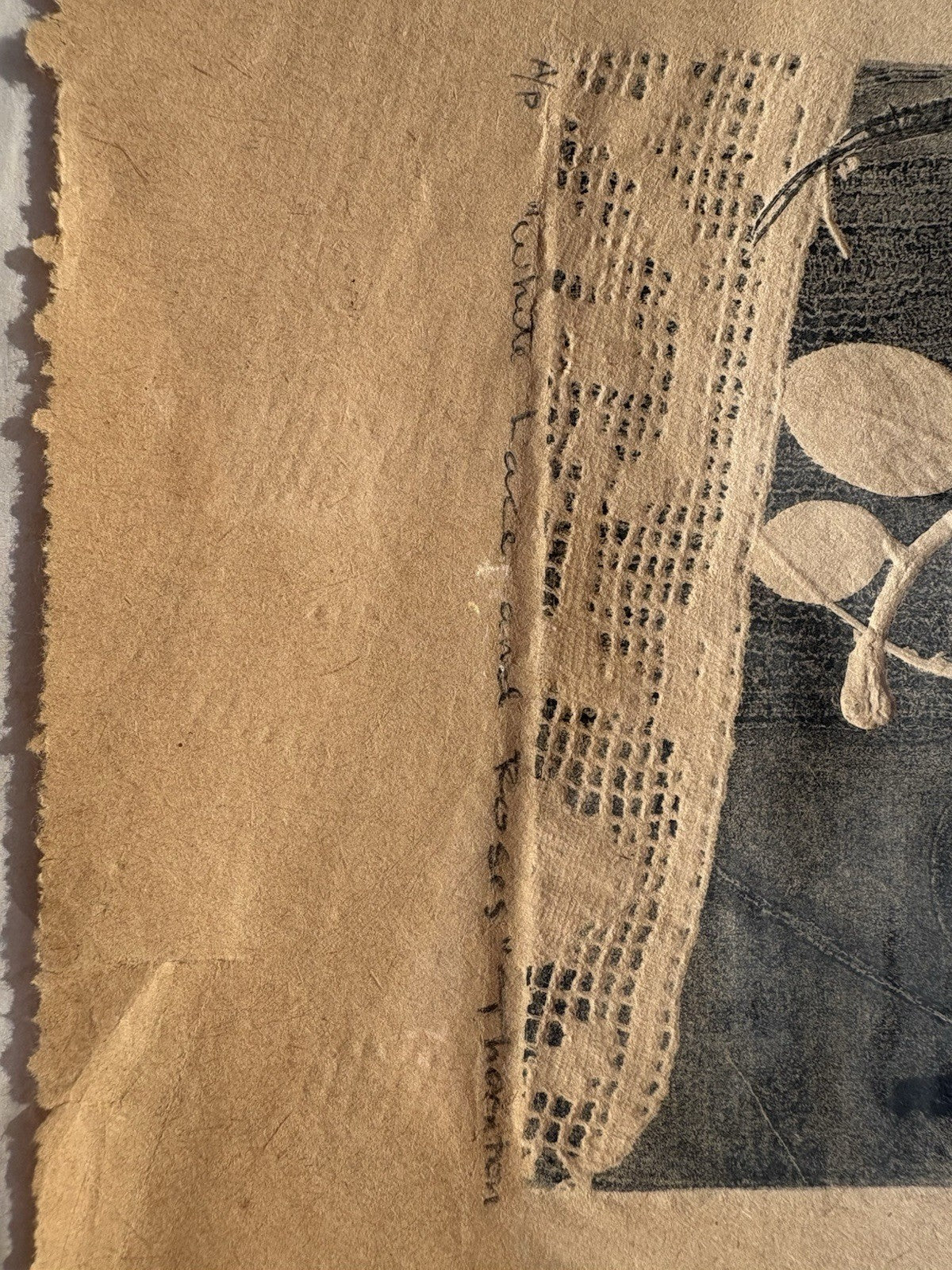 “White Lace and Roses” A/P Mid-Century Monoprint by Thornton, Zinc Plate