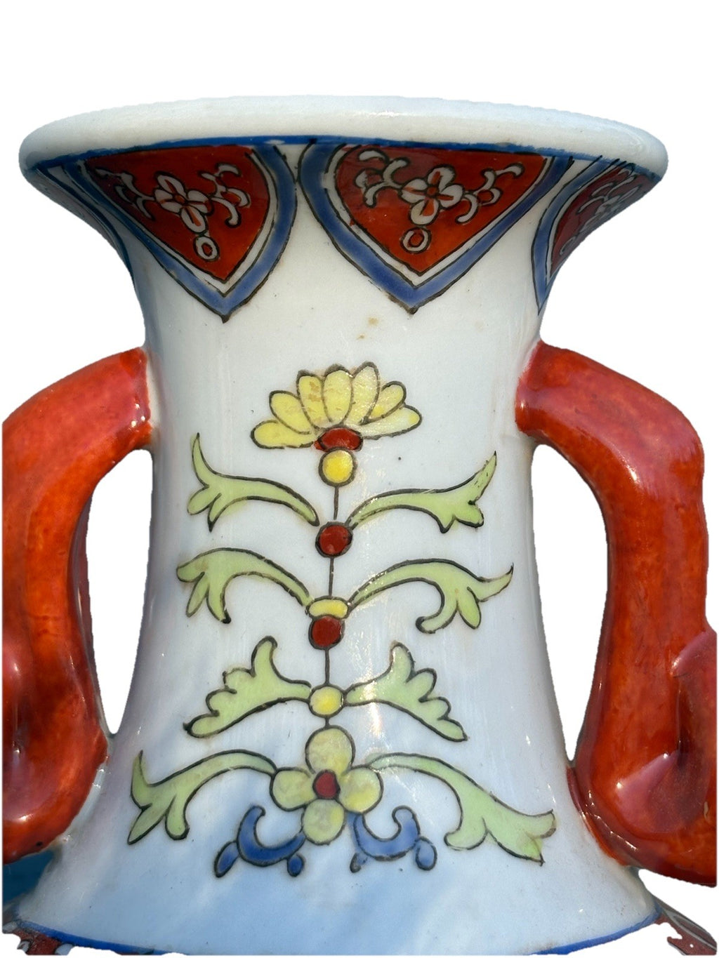 Antique Chinese Porcelain Vase Figural Scenes Double Handles Kangxi Style Mark