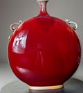 12” Chinese Oxblood Flambé Moon Flask Vase Langyao Hong Qing Style Marked
