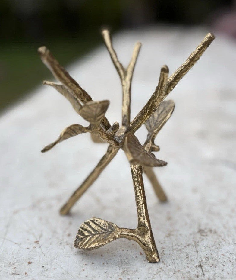 Vintage Brass Twig and Leaves Sculpture | Ring | Jewelry Holder