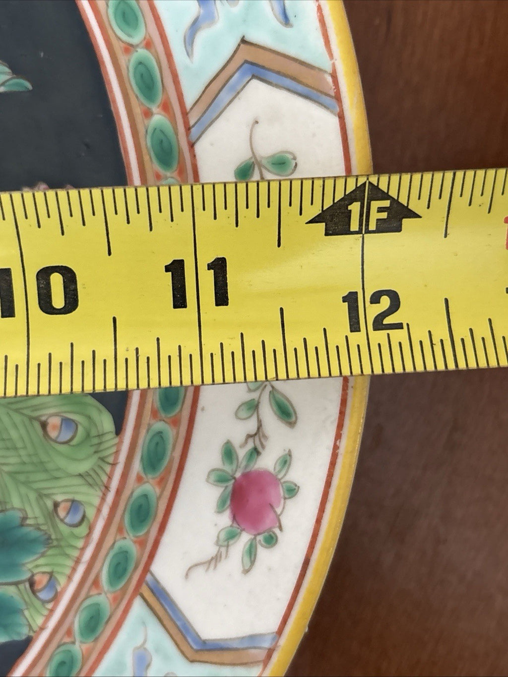 Antique NIPPON Charger Famille Noire PEACOCK -FLORAL- 12”