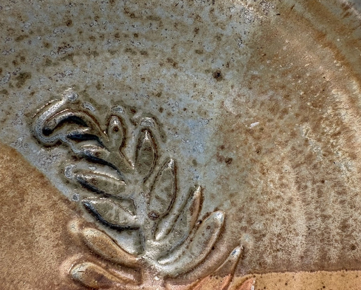 MCM Signed Joel Edward Studio Pottery Leaf Accent Plate 8”