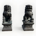 Vintage Chinese Foo Dog Guardian Lion Pair Bronze Brass Statue Feng Shui