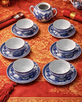 Vintage Blue & White Porcelain Dragon Tea Service – Japan
