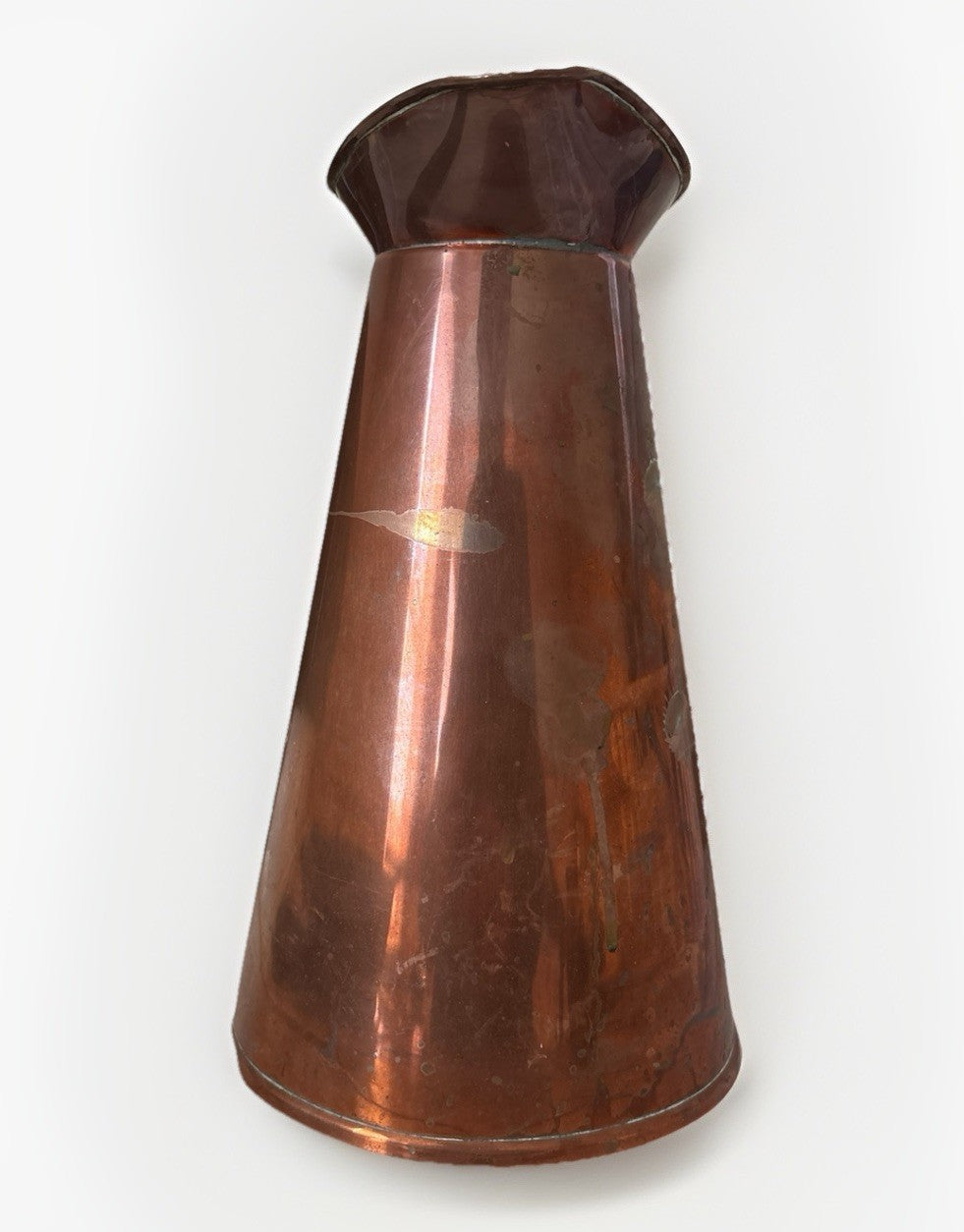 Antique Solid Copper Pitcher Rustic Farmhouse Primitive Country Decor 10”