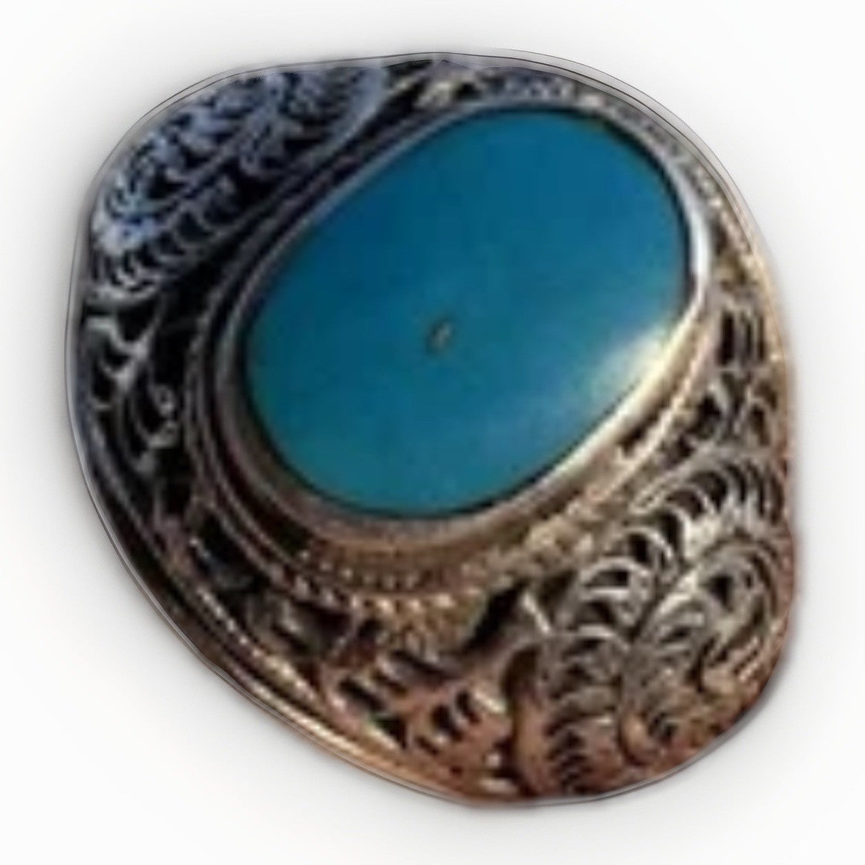 Bold Sterling Silver Turquoise Filigree Statement Ring Vintage Artisan Size 9