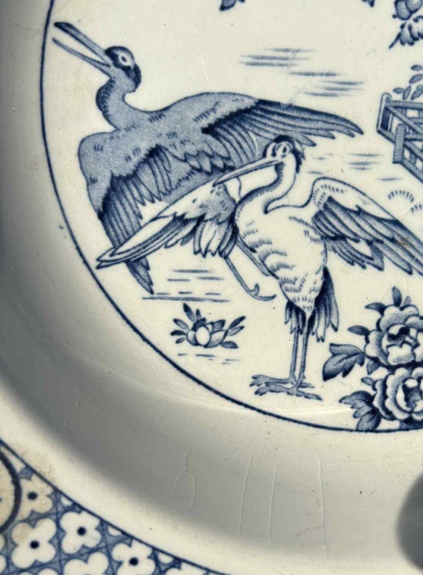Antique English Blue White Transferware Plate Orient Hales Hancock Godwin 9”