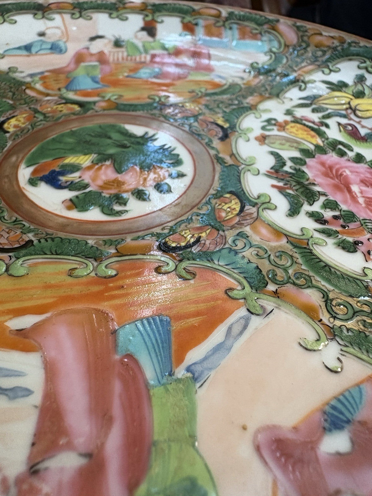 Antique Chinese Rose Medallion Plate 19thC Famille Rose Raised Enamel Export
