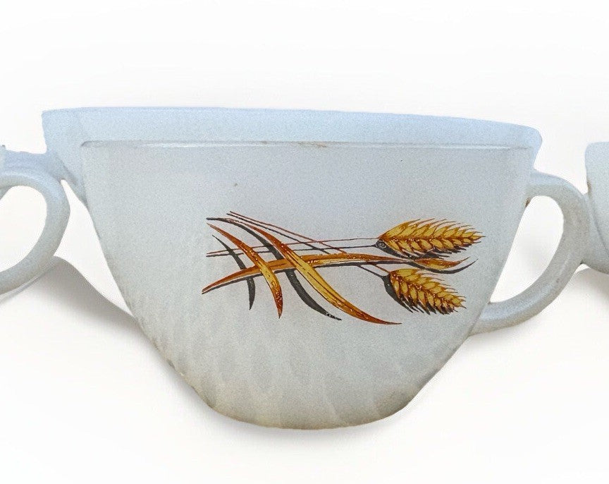 Anchor Hocking Fire King Milk Glass Wheat Vintage Cups Bowl 11 Pc Lot