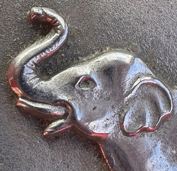 Silver metal elephant paperweight decorative