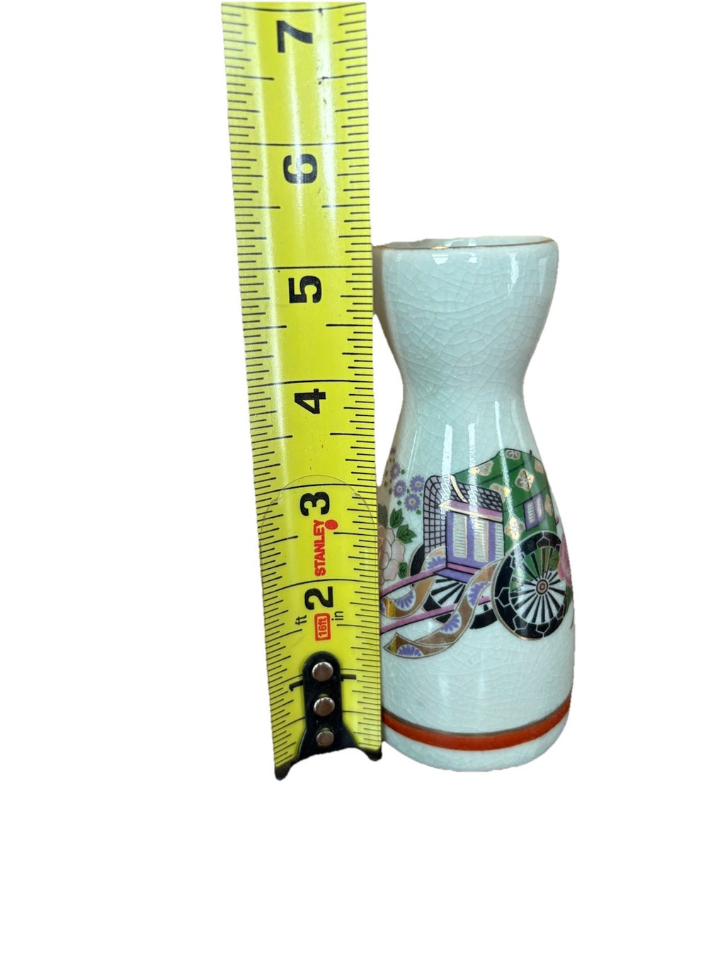Vintage Japanese Saki Pourer/Decanter With Carriage And Flowers Design