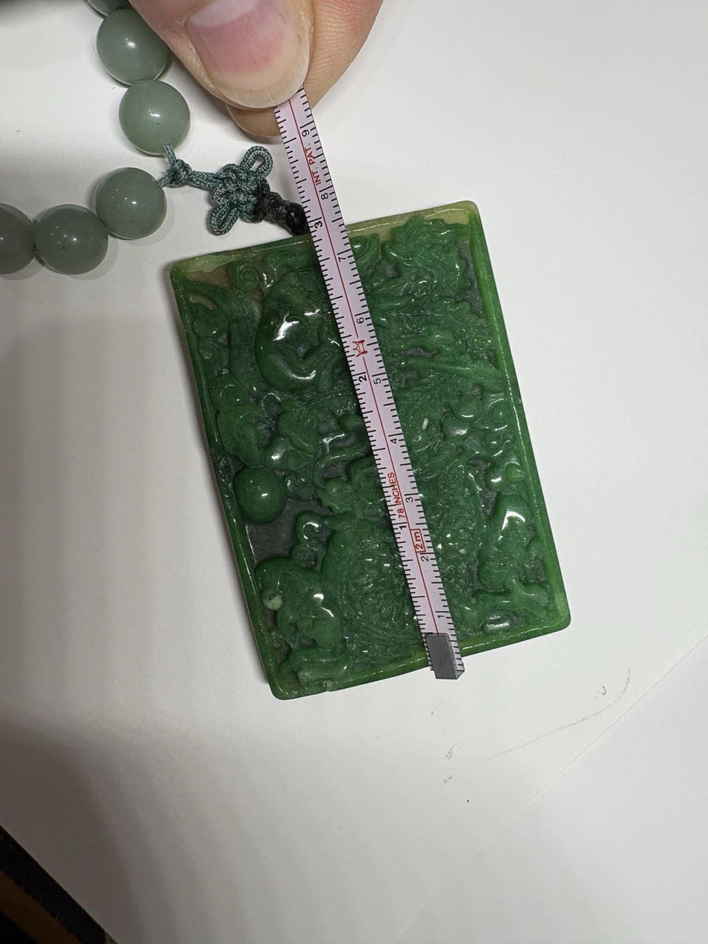 Antique Double-Sided Chinese Carved Jade Plaque Pendant,