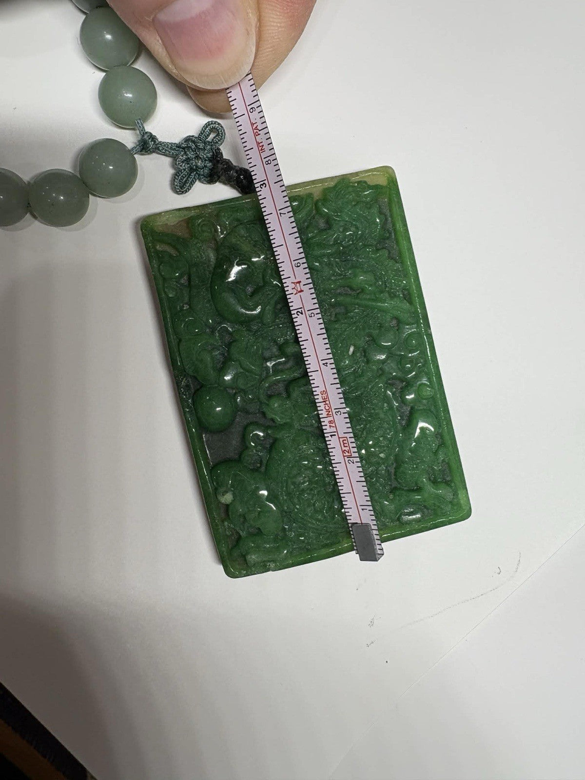 Antique Double-Sided Chinese Carved Jade Plaque Pendant,