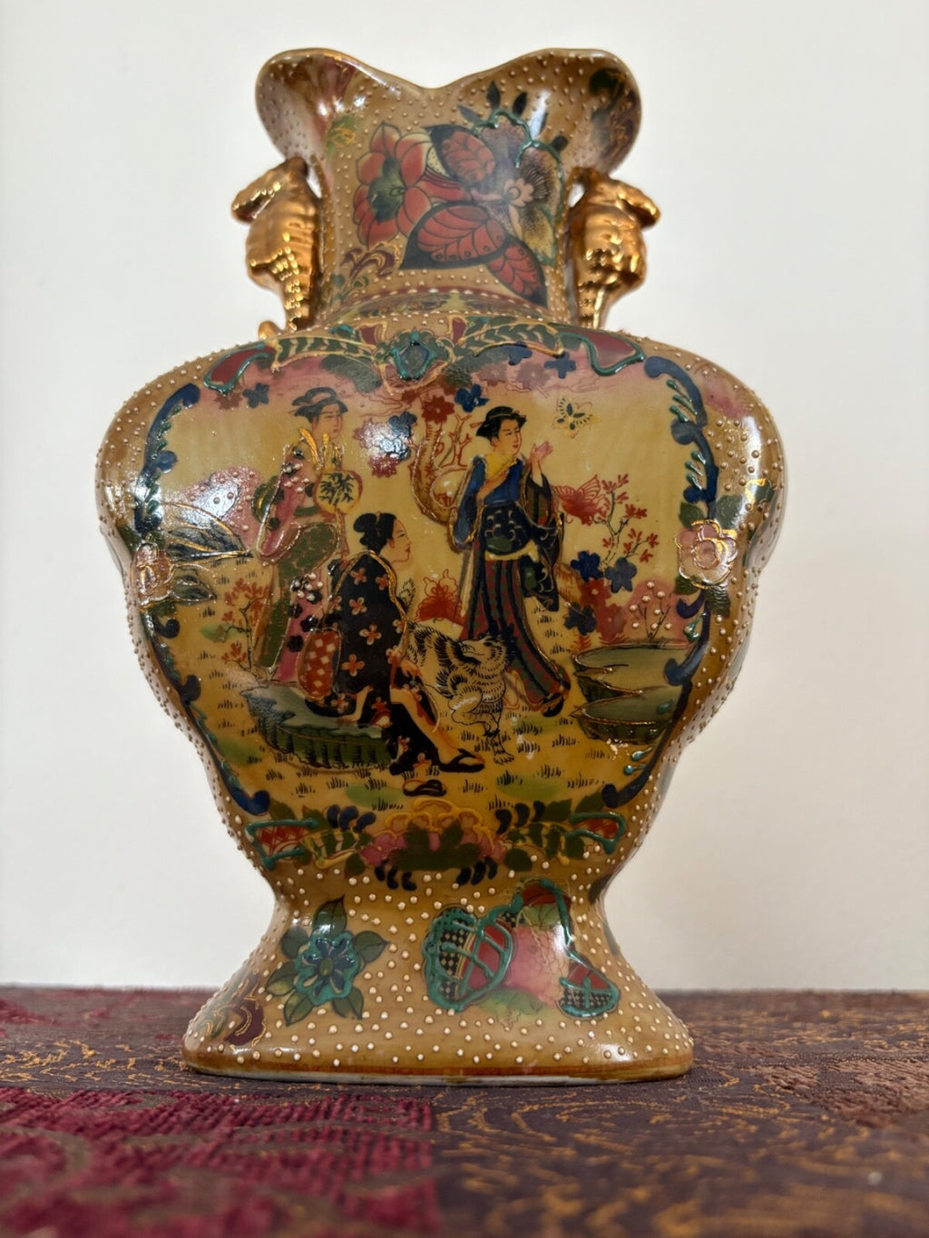 1920 10” Rare Vintage Royal Satsuma Hand Painted Vase 12 Inches