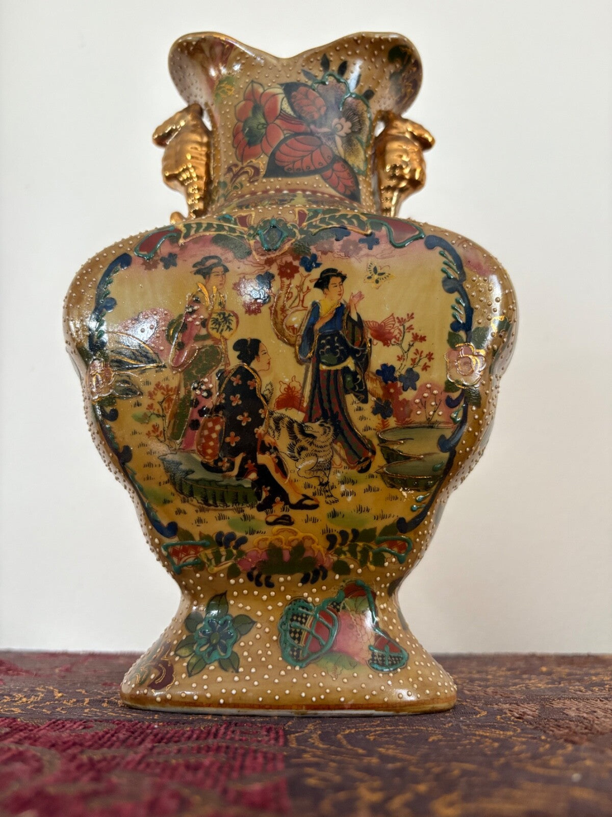 1920 10” Rare Vintage Royal Satsuma Hand Painted Vase 12 Inches