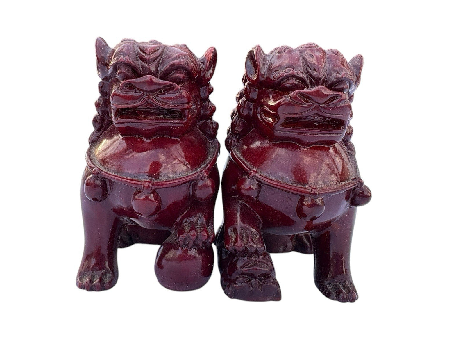 Vintage Red Resin FOO DOGS: Pair of Foo Dog.