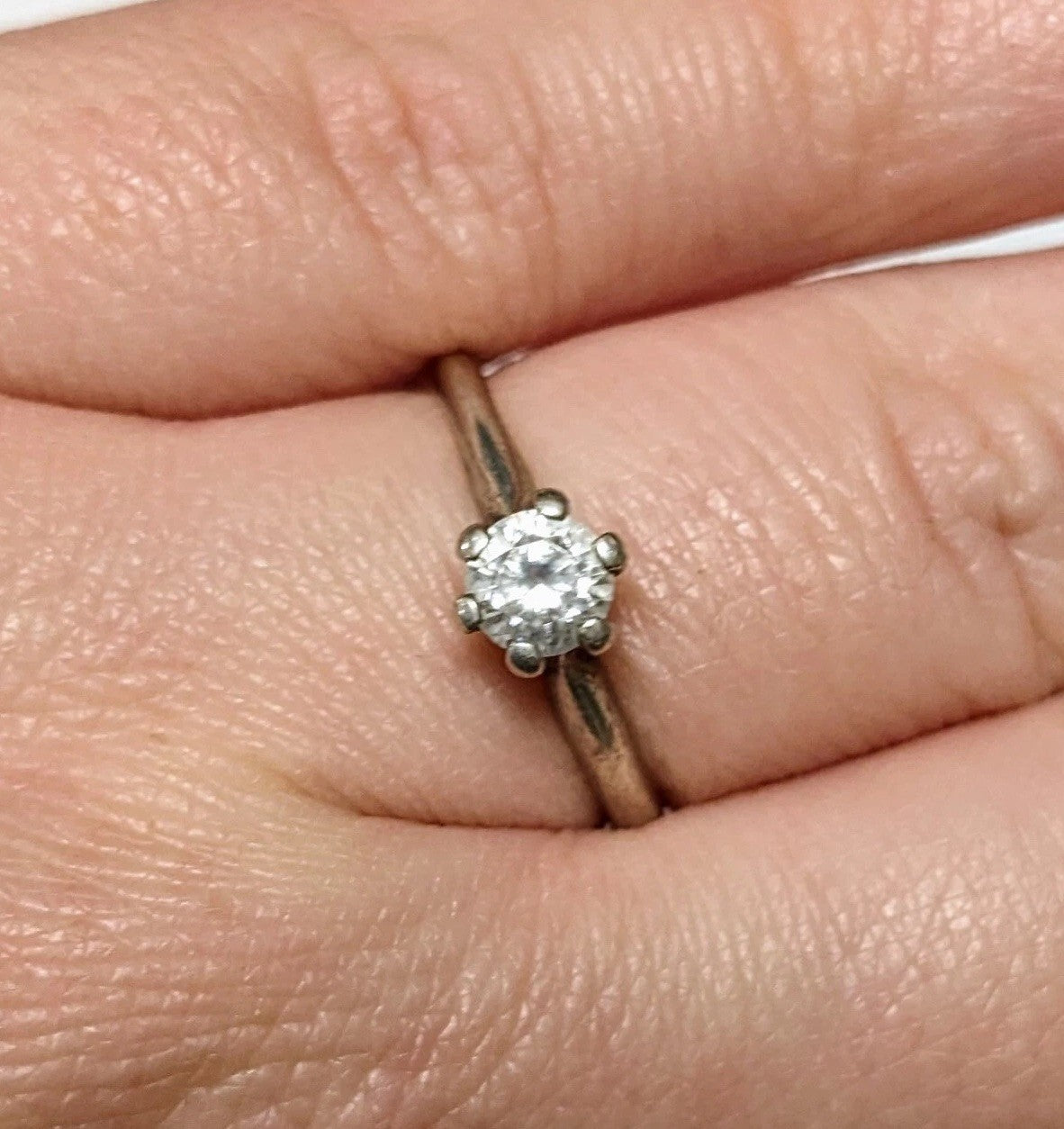 Vintage CZ White Sterling Silver Ring Size 6.5