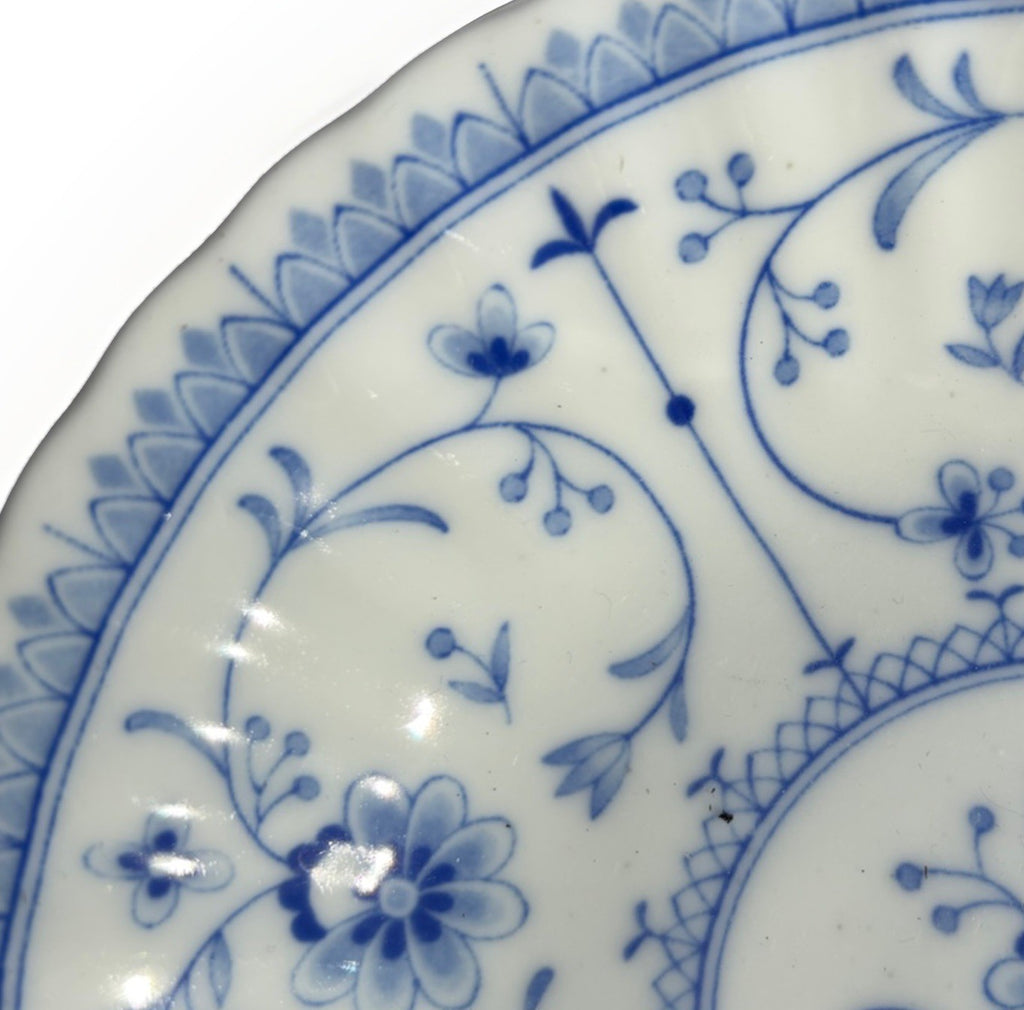Vintage Japanese Blue White Porcelain Bowls European Love T.H. Japan Set of 5
