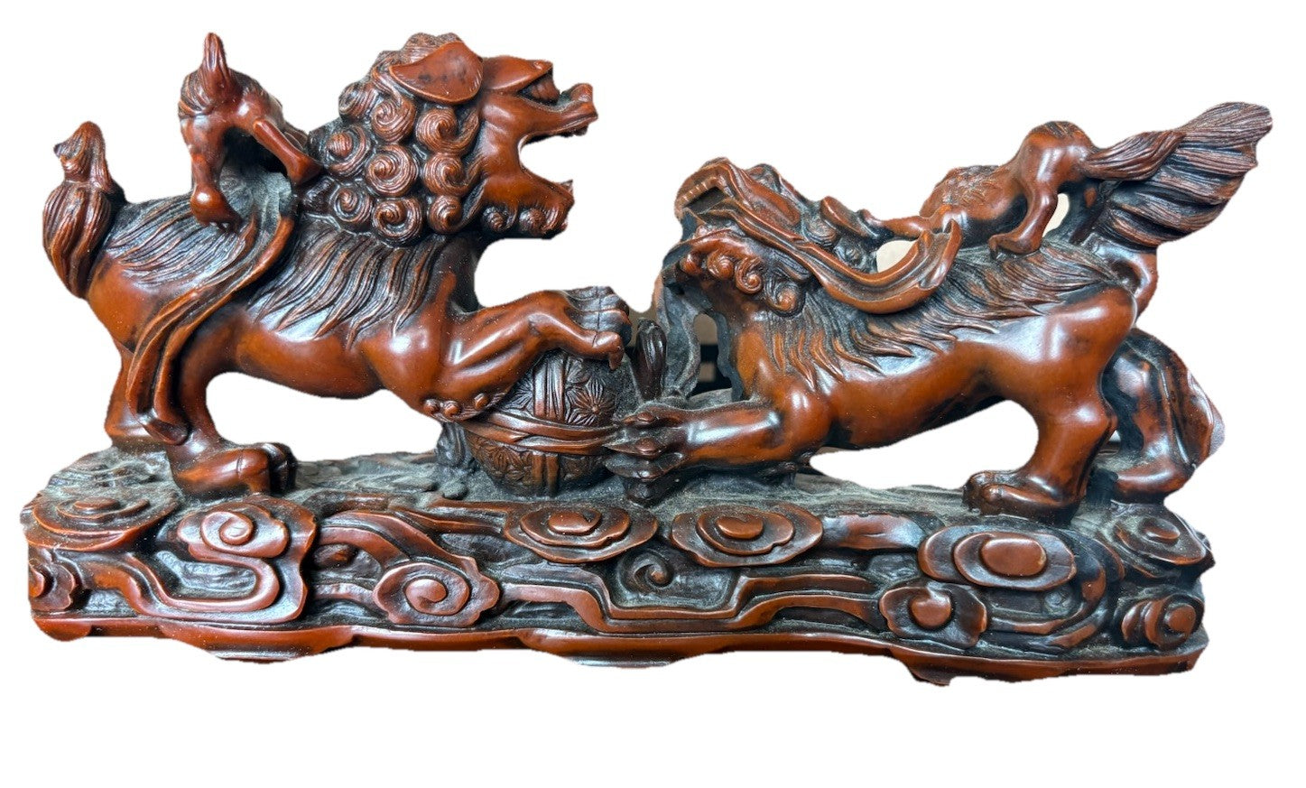 Vintage Fulong Fighting Foo Dogs Statue