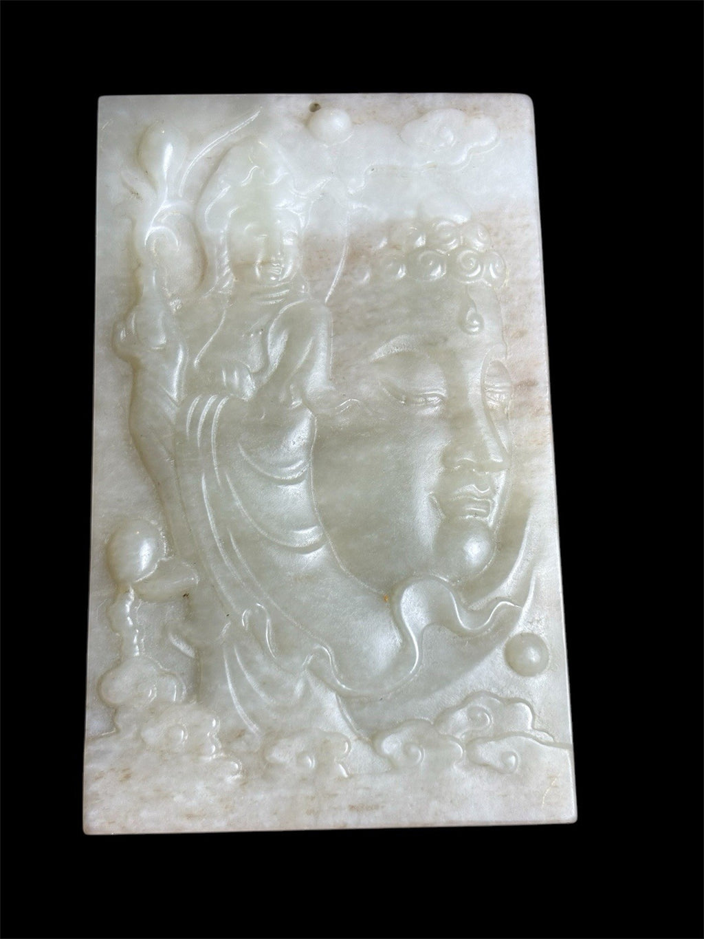 Antique Old Chinese Natural Jade Carved Double Sided Guan Yin 76 grams